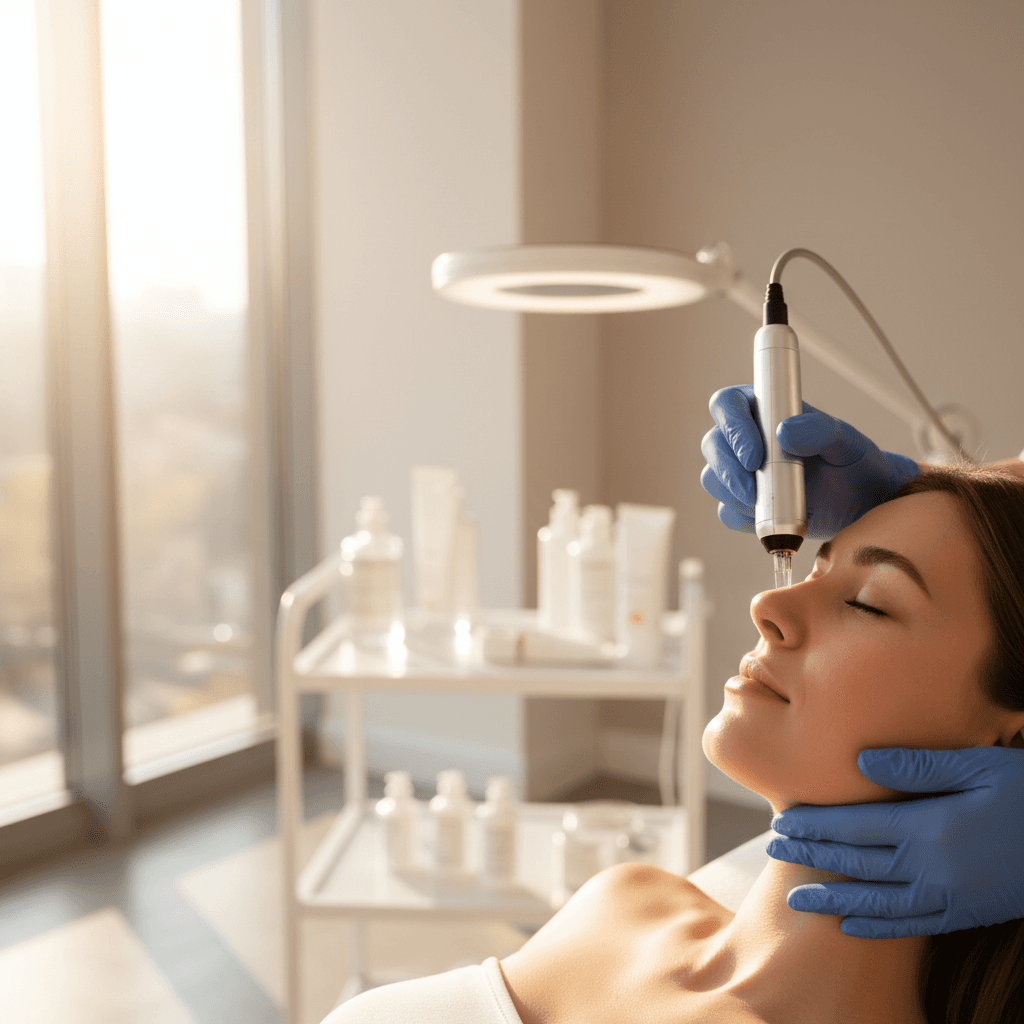 Microneedling treatment being performed by specialist