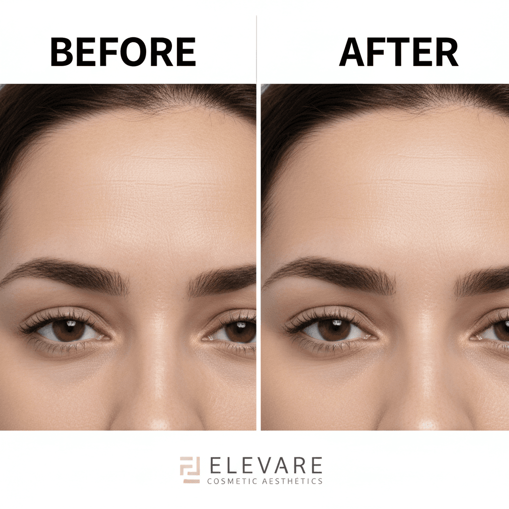 After botox treatment smooth forehead